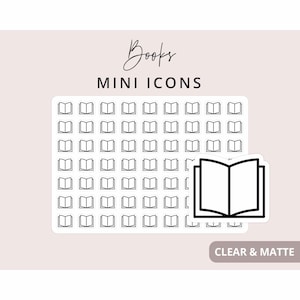 Book - Mini Icon Stickers, Planner Icon Stickers, Minimal & Functional Planner Sticker, Small Icon Stickers, 63 Stickers
