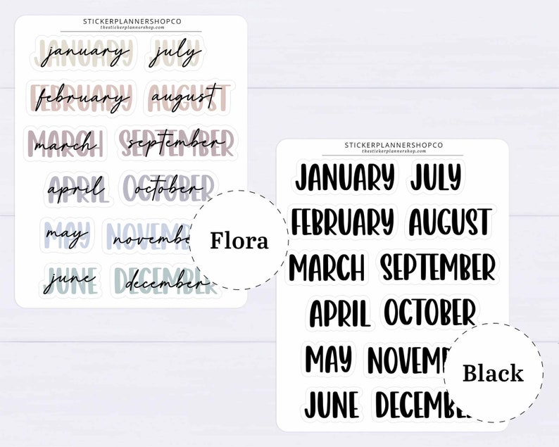 Month Header Planner Stickers Month Names Sticker Large Cursive Month Stickers January December Monthly Planner Stickers image 6