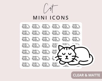 Cat Sticker - Mini Icon Stickers, Planner Icon Stickers, Minimal & Functional Planner Sticker, Small Icon Stickers, Pet Sticker, 42 Stickers