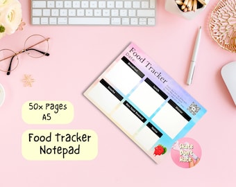 Food Tracker A5 Notepad, Positive Diet Tracker, Food Planner, Weight Loss Planner, Bypass, Bariatric Surgery Healthy Food Tracker Notepad