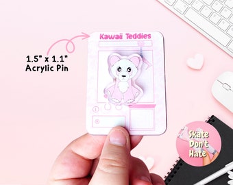 Kawaii Panda Acrylic Pin, Cute Teddy Pin, Kawaii Animal Pins, Pink Panda Pin, Glitter Pin Collectable, Kawaii Teddies Pin Collection