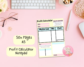 Profit Calculator A5 notepad, Small Business Profit Calculator, Product Pricing Calculator, Profit Notepad, Tax Calculator, Small Business