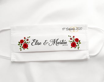 Masque mariage personnalisé rose rouge