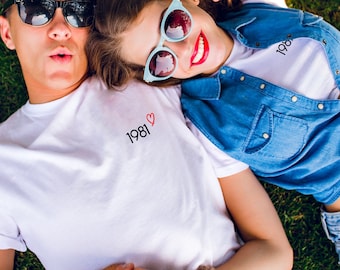 Date and heart t-shirt/ Couple t-shirt / Family t-shirt / Valentine’s Day t-shirt / Valentine’s Day gift