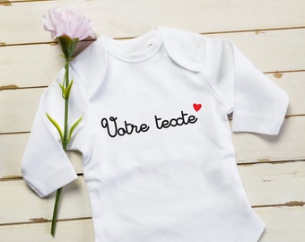 Personalized baby bodysuit / text heart baby bodysuit / Long sleeve baby bodysuit / Personalized baby bodysuit / baby bodysuits / Message baby bodysuit