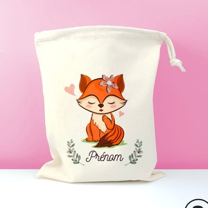 Pochon personnalisé / Sac de change bébé / Sac a vêtements d'enfant/ Renard