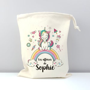 Pochon personnalisé / Sac de change bébé / Sac a vêtements d'enfant / Licorne image 1