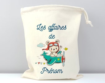 Pochon personnalisé / Sac de change bébé / Sac a vêtements d'enfant / Ourson