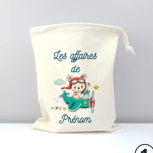Pochon personnalisé / Sac de change bébé / Sac a vêtements d'enfant / Ourson
