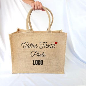 Customizable jute tote bag - Personalized tote bag with your logo - Personalized jute bag - Personalized beach bag