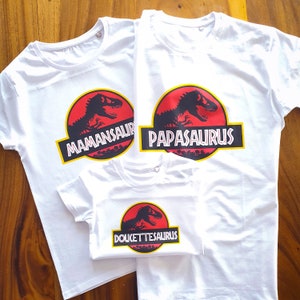 T-shirt assorti dinosaure, papasaurus, mamansaurus, bébésaurus image 2