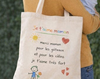 Personalized Mother's Day gift – tote bag with a child's message for mom – personalized tote bag with a child's drawing – original gift for mom