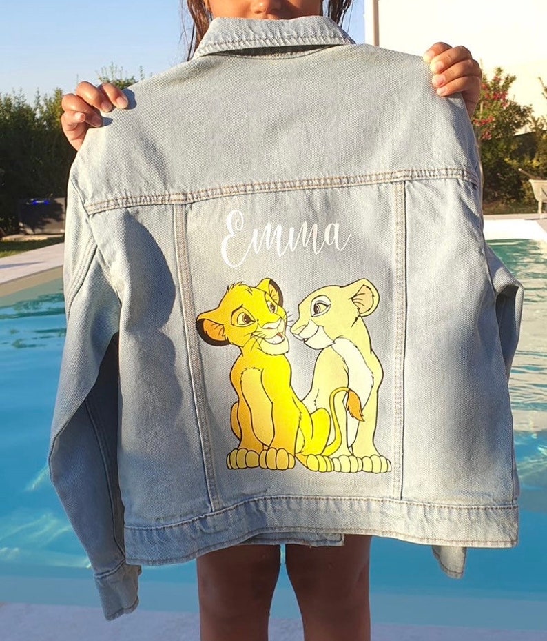 Veste en Jean enfant personnalisé / Veste enfant personnalisé/ Veste le Roi Lion / Veste personnalisé avec votre image image 2