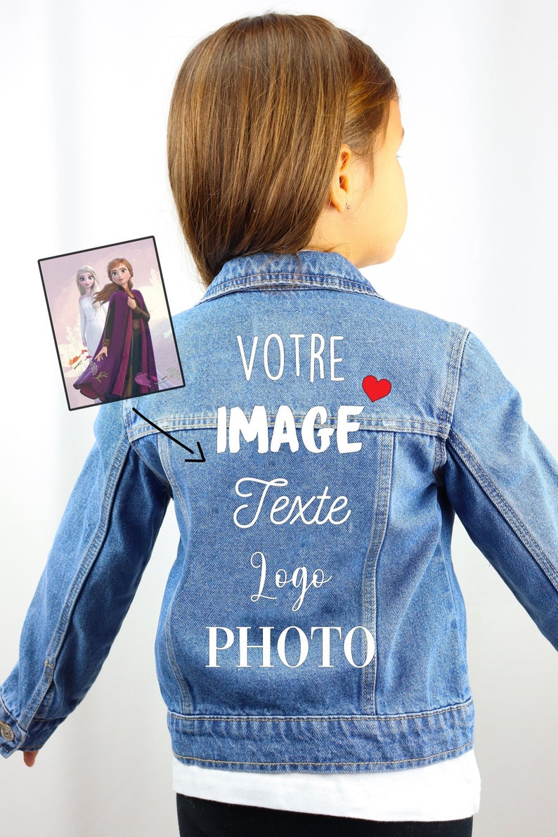 Veste en Jean enfant à personnaliser / Veste enfant personnalisé / Veste personnalisé avec votre image image 1