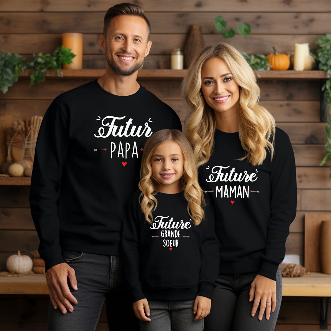 Sweat personnalise futur papa futur maman future grande soeur futur grand frere Sweat annonce grossesse Etsy France
