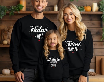 Personalized sweatshirt future dad, future mom, future big sister, future big brother / Pregnancy announcement sweatshirt