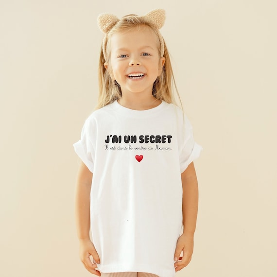 T-shirt j'ai un secret, Annonce grossesse, T-shirt futur grand frère, T-shirt future grande soeur, Bientôt grand frère, Bientôt grande soeur