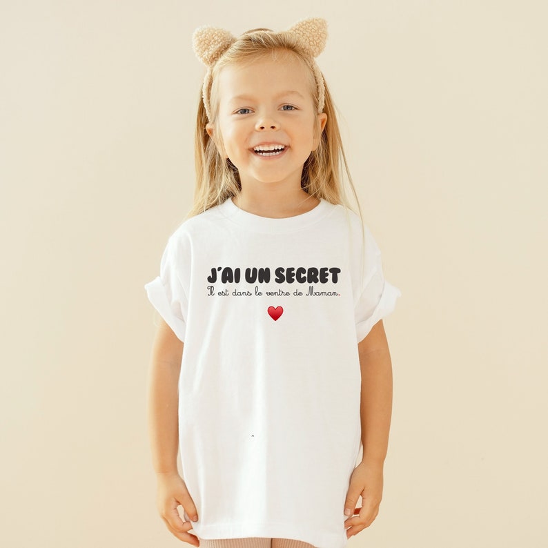 T-shirt j'ai un secret, Annonce grossesse, T-shirt futur grand frère, T-shirt future grande soeur, Bientôt grand frère, Bientôt grande soeur image 1