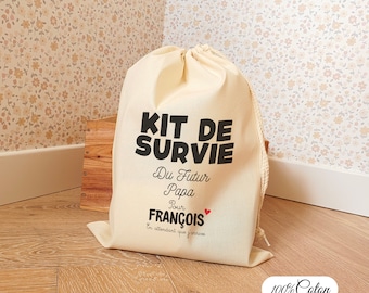 pochon kit de survie pour futur papa / Sac maternité pour futur papa / Pochon papa / sac annonce grossesse / pochon personnalisé naissance