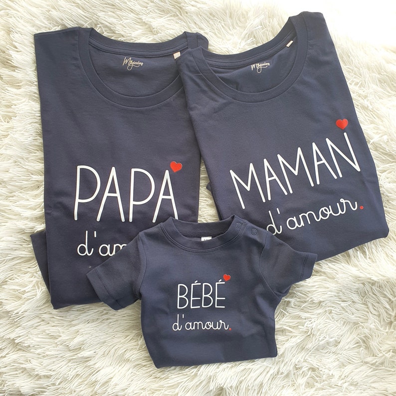 T-shirt assorti / T-shirt famille / T-shirt famille d'amour / T shirt maman d'amour / T shirt papa d'amour / Tshirt bébé d'amour image 5