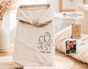 Portrait de famille personnalisé, tshirt couple personnalisée, sweat-shirt de dessin de portrait, tee-shirt photo, sweat-shirt photo contour