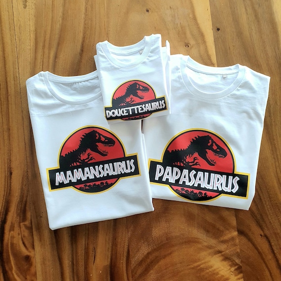 T-shirt assorti dinosaure, papasaurus, mamansaurus, bébésaurus