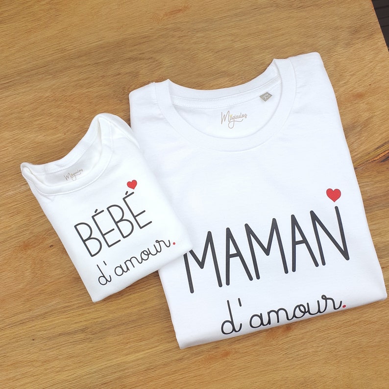 T-shirt assorti / T-shirt famille / T-shirt famille d'amour / T shirt maman d'amour / T shirt papa d'amour / Tshirt bébé d'amour image 2