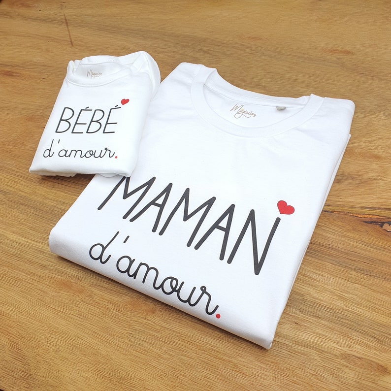 T-shirt assorti / T-shirt famille / T-shirt famille d'amour / T shirt maman d'amour / T shirt papa d'amour / Tshirt bébé d'amour image 6