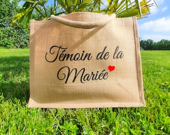 Bride's witness jute tote, Personalized tote, Personalized wedding bag, bride's witness bag, witness gift
