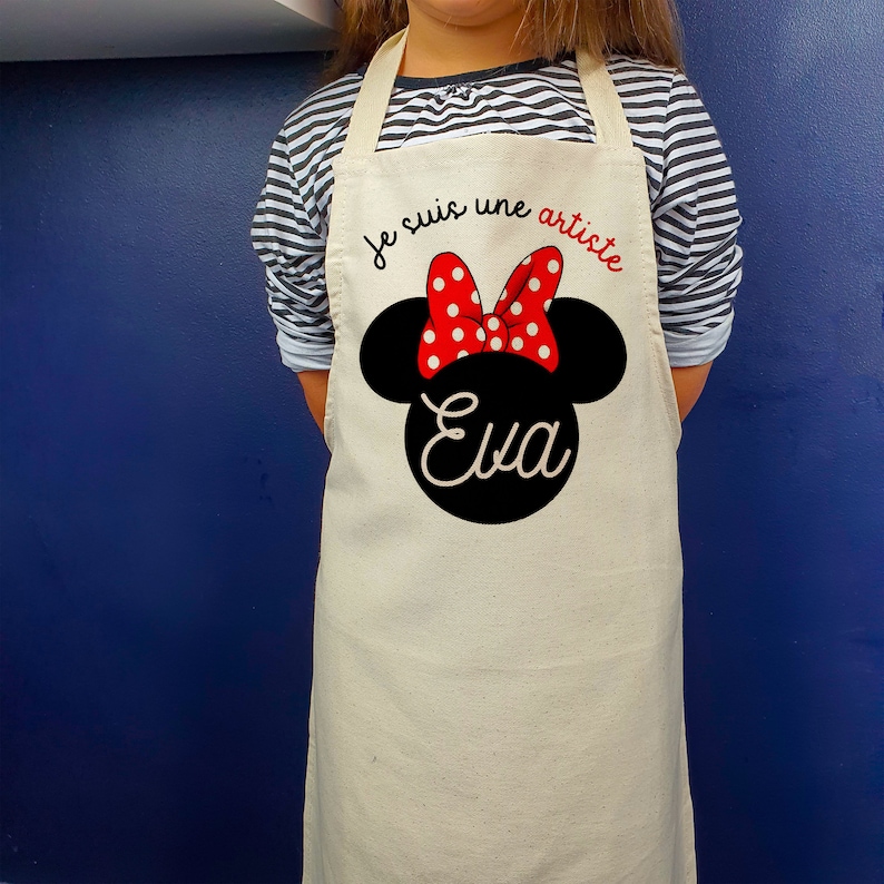 Personalized child apron Children's kitchen apron Children's Minnie apron Children's stitch apron Apron for children. Tête Minnie