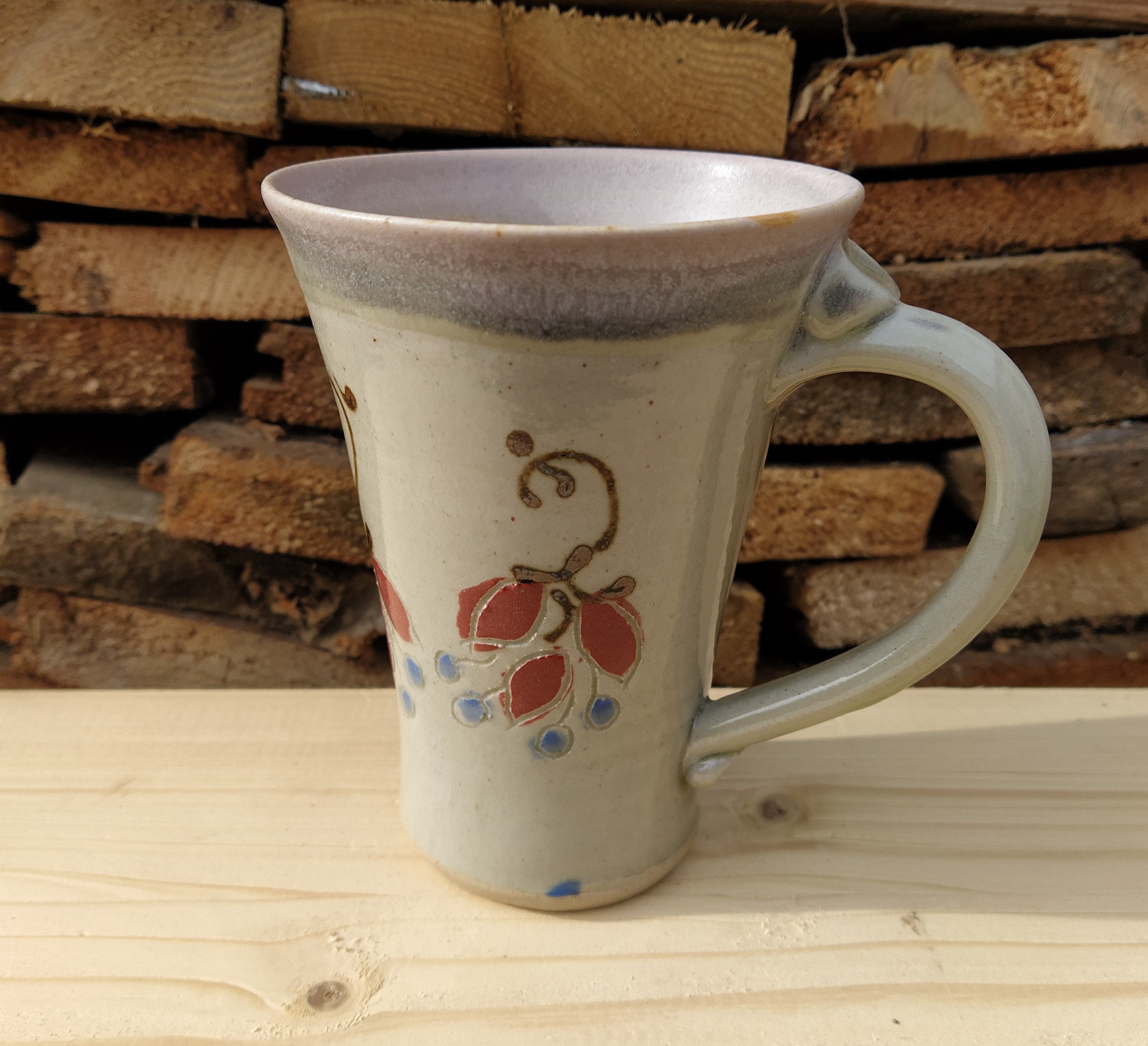 Mug en Grès avec Fleurs d'automne