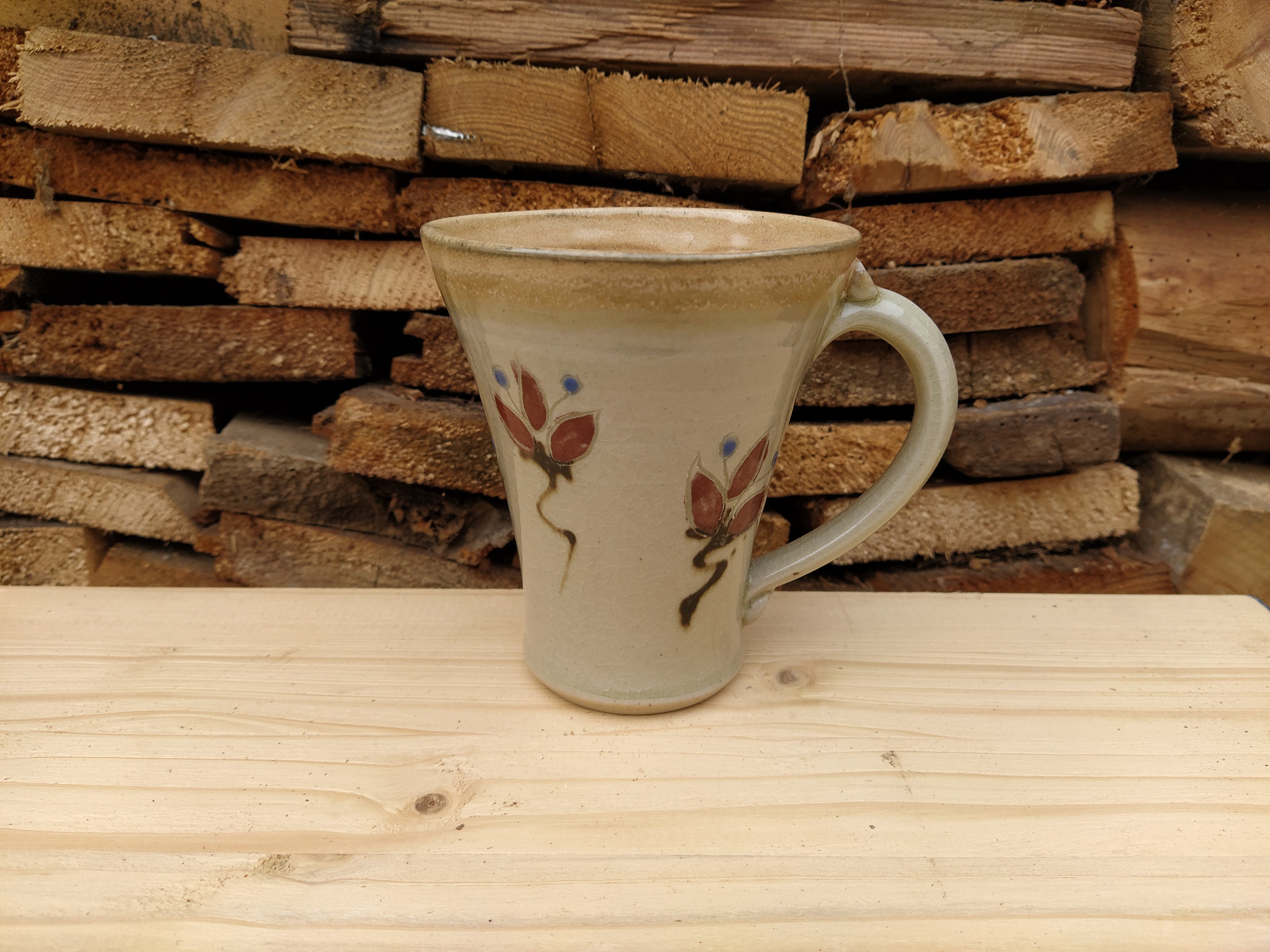 Mug Artisanale en Grès avec Deco Fleurs d'automne