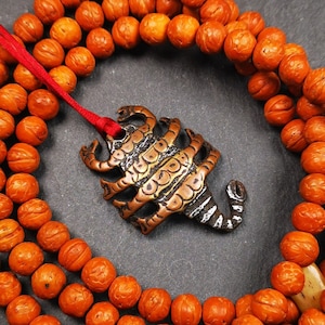 Gandhanra Handmade Tibetan Amulet,Scorpion Guru of Padmasambhava, Buddhist Scorpion Totem Pendant, Made of Cold Iron,1.6&quot;