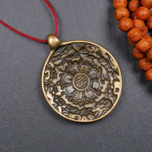 Gandhanra Handmade Tibetan Buddhist Amulet,Melong Mirror, SIPAHO(srid pa ho),Jiugong Bagua Badge,made of Brass,1.8&quot;