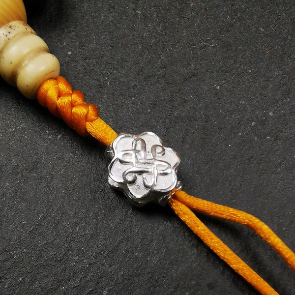Gandhanra Handmade Tibetan Buddhist Mala Bead,Sterling Silver Lucky Knot Bead,Endless Knot Bead for Prayer Beads,Jewelry Accessories