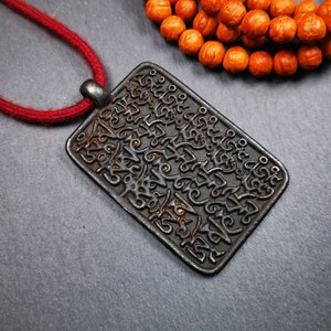 Gandhanra Handmade Tibetan Buddhist Amulet,Om Badge Pendant, Mantra of Om Mani Padme Hum, Made of Copper,2.52&quot;