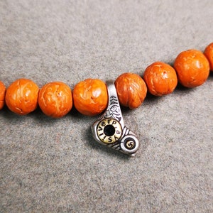 Gandhanra Handmade Tibetan Buddhist Silber Mala Counter Clip,Bum Counter Clip for Prayer Beads,Lucky Birs Shape,Mala Accessories