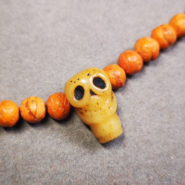Gandhanra Tibetan Yak Bone Carved Guru Bead,Small Size T-drilled 3-Hole Prayer Bead,Mala Bead,Connector Bead for Buddhist Bead Accessories