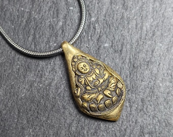 Yellow Jambhala Amulet - Handmade Tibetan Buddhist Amulet Necklace - Protection Charm for Wealth - Spiritual Jewelry