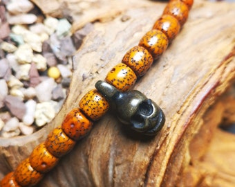 Gandhanra Handmade Buddhist Mala Counter Bead,Skull Sītavana Pendant for Prayer Beads