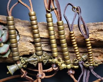Gandhanra Handmade Tibetan Buddhist Mala Counters,Prayer Bead Counters,Carved with Dorje and Vajra /  Kartika and Kila, Made of  Brass