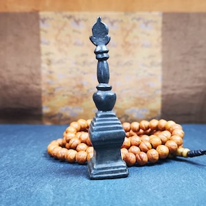 Gandhanra Vintage Tibetan Buddhist Tower Amulet,Stupa,Pagoda Pendant,Made of Thokcha,3.35 inches