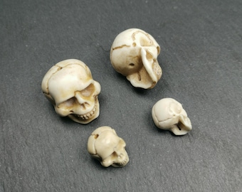 Gandhanra Handmade Tibetan Citipati White Skull Spacer Bead for Prayer Bead,Carved from Deer Antlers,Jewelry Accessories