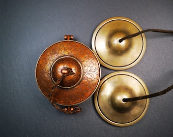Gandhanra 8.3cm Tibetan Cymbals,Copper Tingsha Bell,Buddhism Ritual Implement,Handmade in Nepal