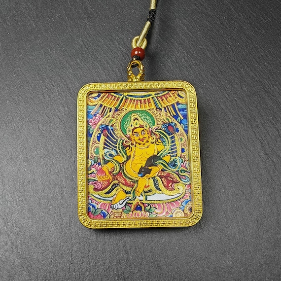 Yellow Jambhala Gau Box Amulet - Mini Ghau Shrine - Portable