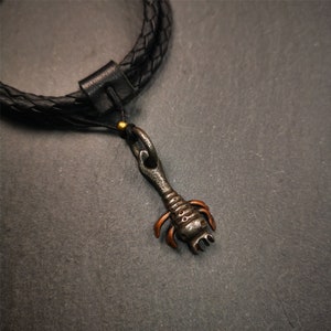 Gandhanra Antique Tibetan Thokcha Amulet Pendant,Scorpion Guru of Padmasambhava, Buddhist Scorpion Totem, Made of Thunder Iron,1.26&quot;