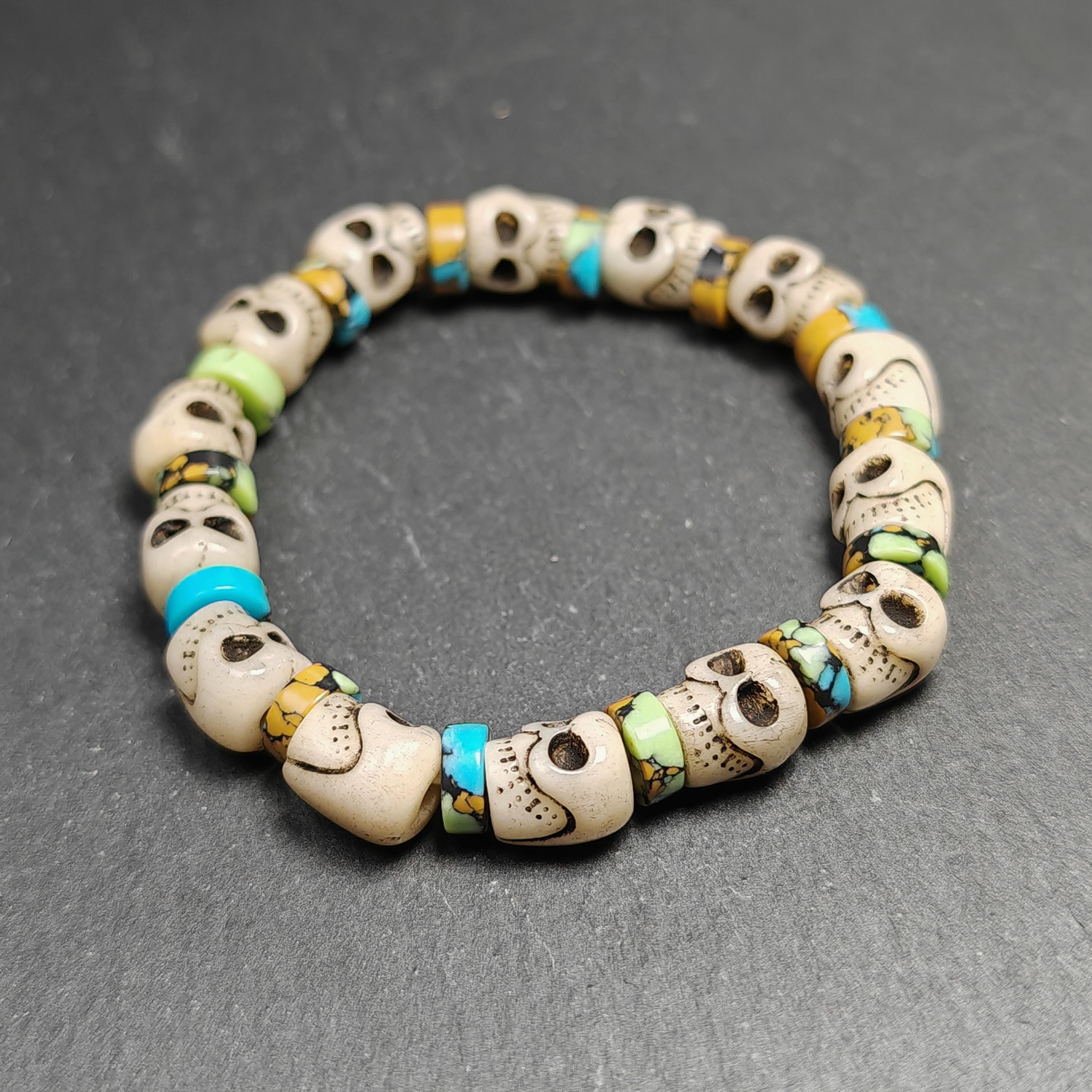 本物の9mmチベットチティパティスカルビーズブレスレット｜ユニークな