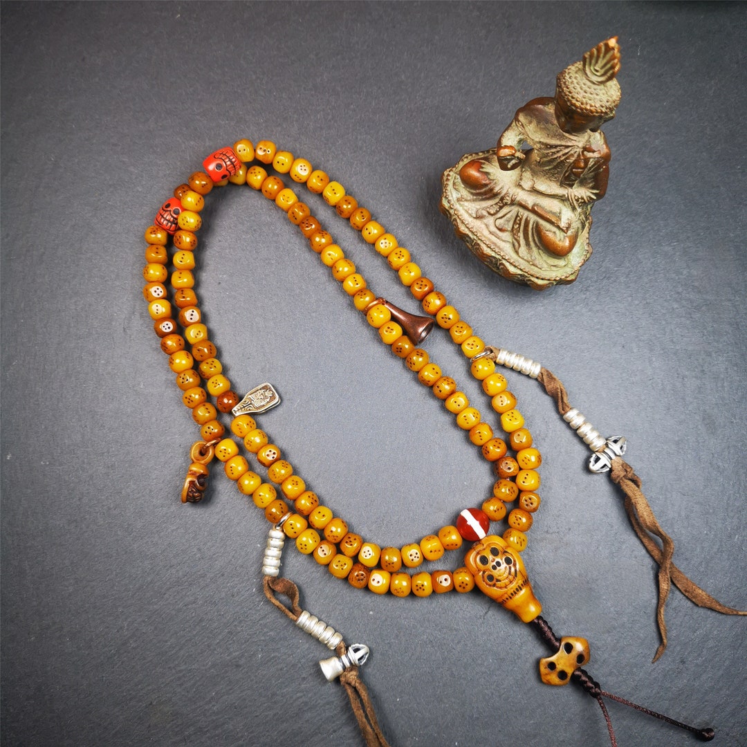 Gandhanra Handmade Tibetan Yak Bone Dice Beads Mala108 Prayer Etsy