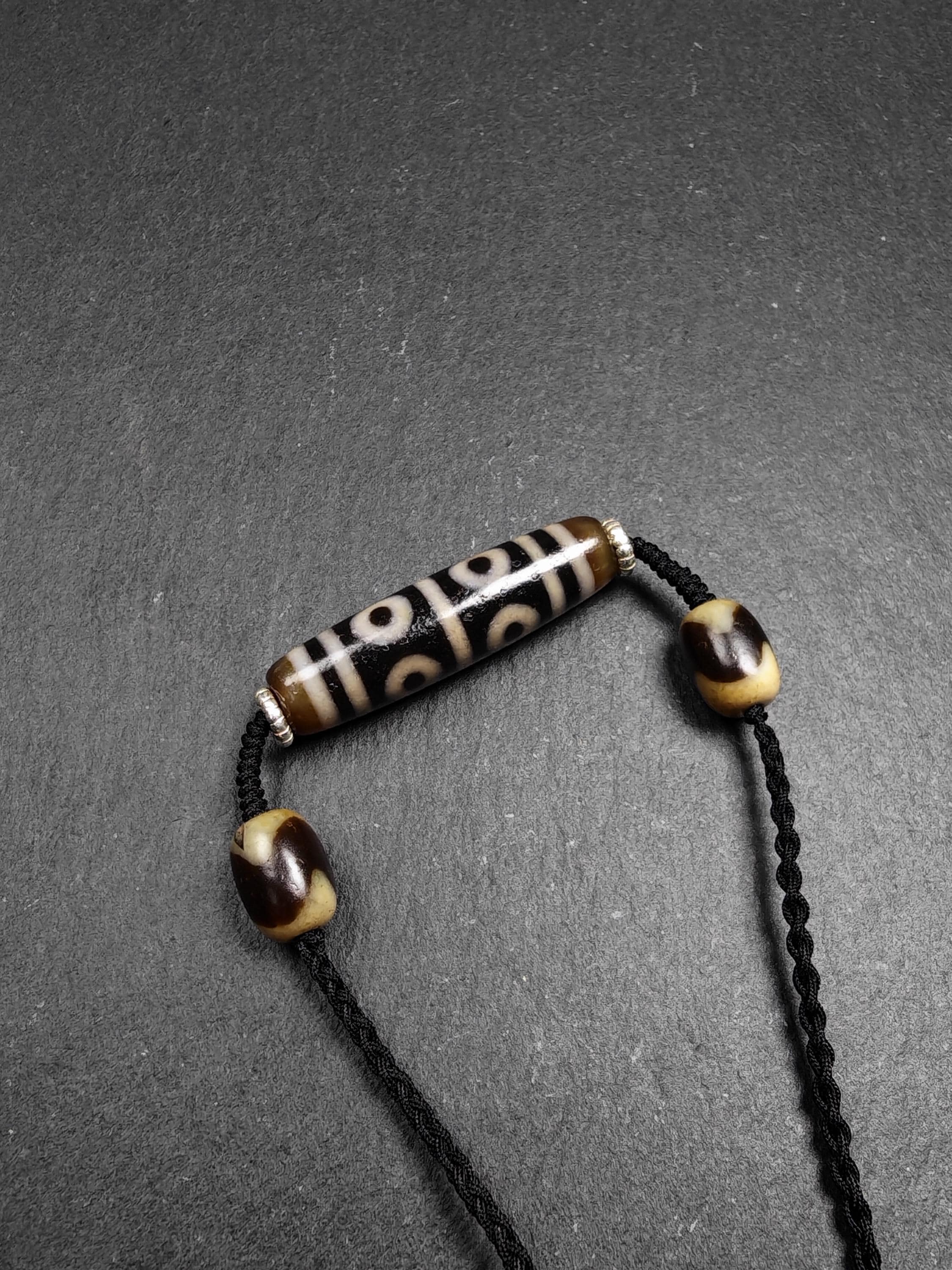 Authentic Tibetan Dzi Necklace - 8 Eyes Mandala Dzi Amulet - 45