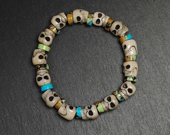 本物の9mmチベットチティパティスカルビーズブレスレット｜ユニークな